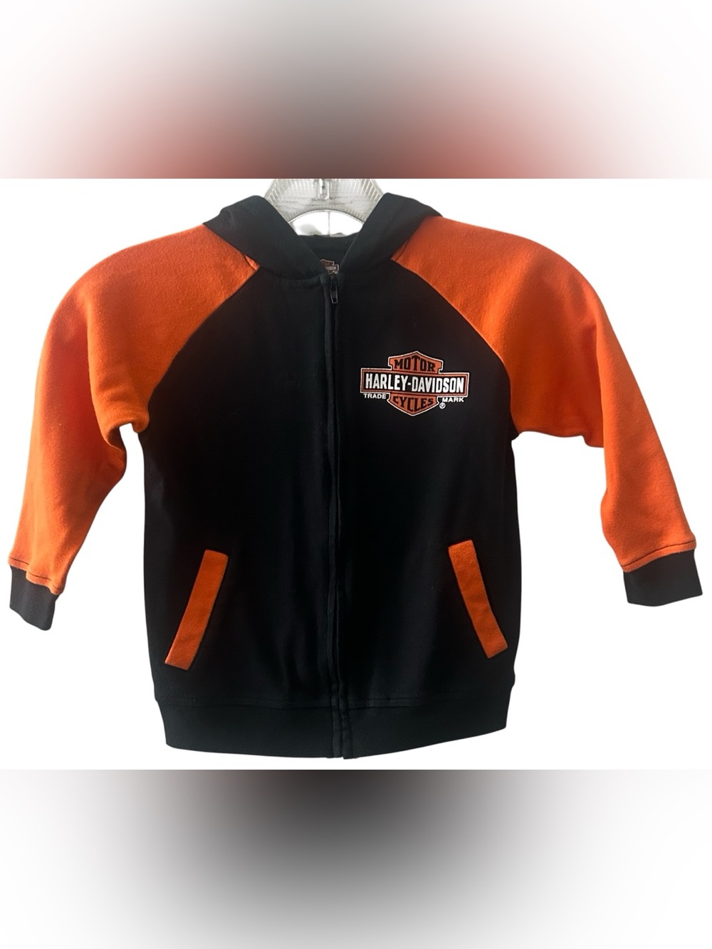 Harley Davidson Toddler 4T Full Zip Hoodie Black Orange Genuine Legend Kids